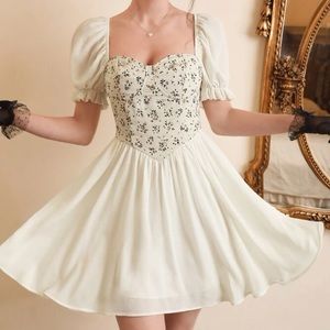 Brand New SHEIN MOD Floral Print Puff Sleeve Dress